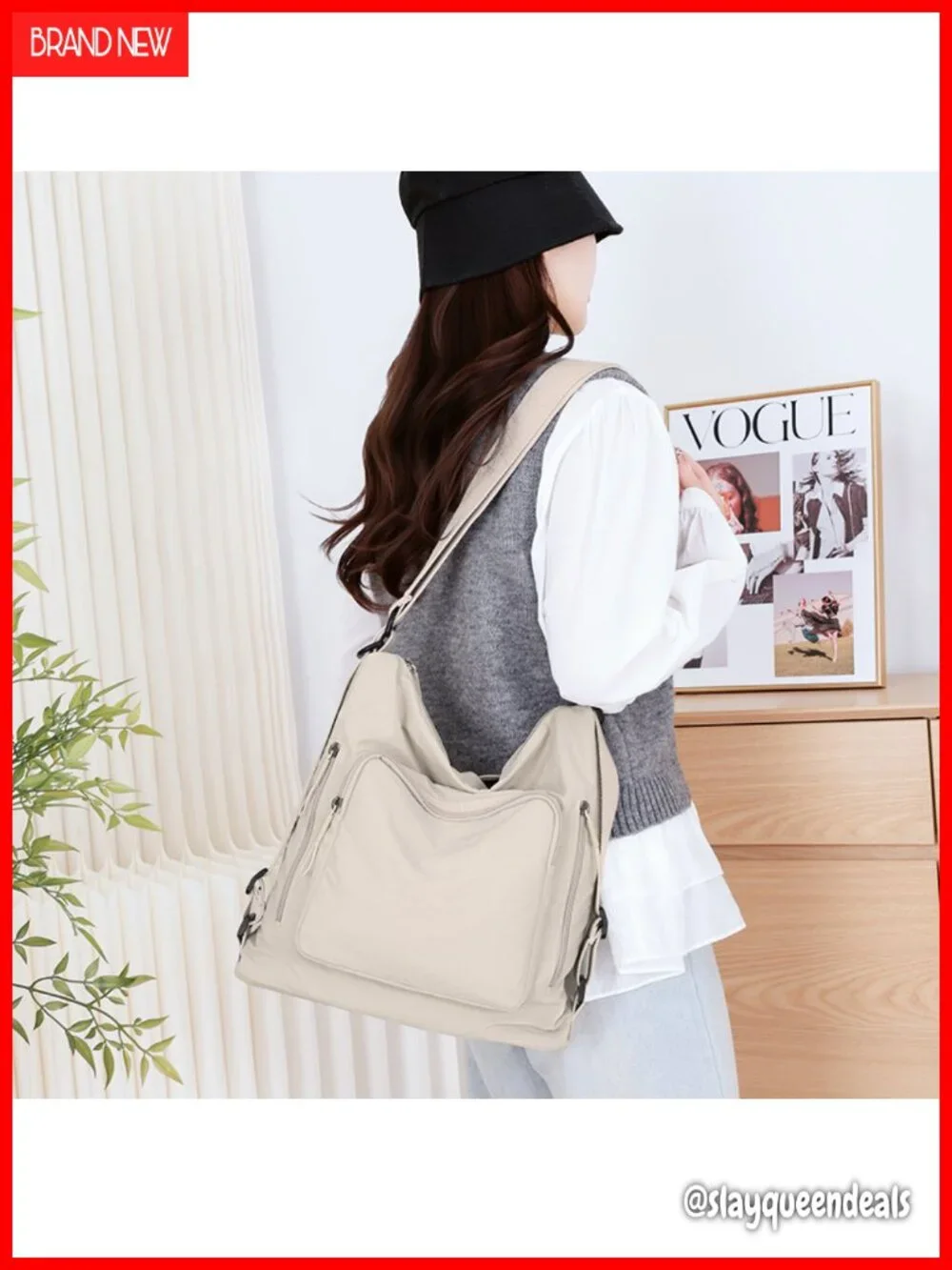 Nylon Convertible Backpack Tote Hobo Bag